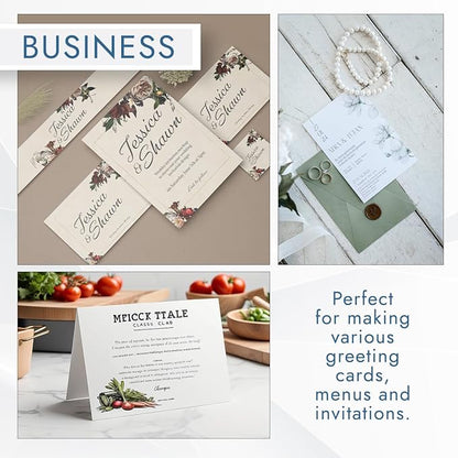 MOS White Cardstock Paper 8.5 x 11 Inch (60 Sheets) — Heavyweight Letter Size Card Stock for Crafting, Invitations, Menus, Business Use, Certificates, Printer Compatible