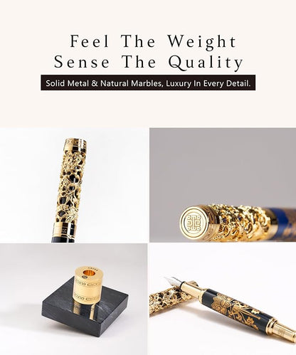 ARTEX Luxury Fountain Pen Set With Stand - Museum Art Collections - Crafting Timeless Beauty - the Best Gift & Office Desk Decor, German SCHMIDT Fine Nib, Inspirational Office Desk Decor