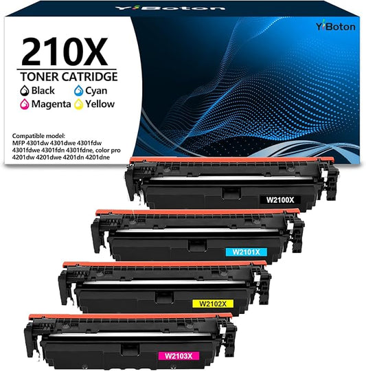 210X Toner Cartridges High Cartridges Compatible with HP Color Pro MFP 4301fdw Wireless Printer MFP Pro 4301fdn 4201dw 4201dn, Color PRP MFP 4301 4201 Series Printer(Black Cyan Yellow Magenta)