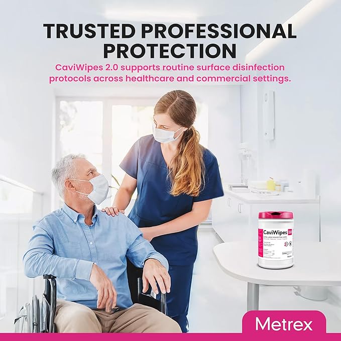 Metrex CaviWipes 2.0 Surface Disinfectant Towelettes – Durable Non-Woven Disinfecting Wipes for Hard, Non-Porous Surfaces in Healthcare & Clinical Setting – 160 Wipes per Canister (Pack of 1)
