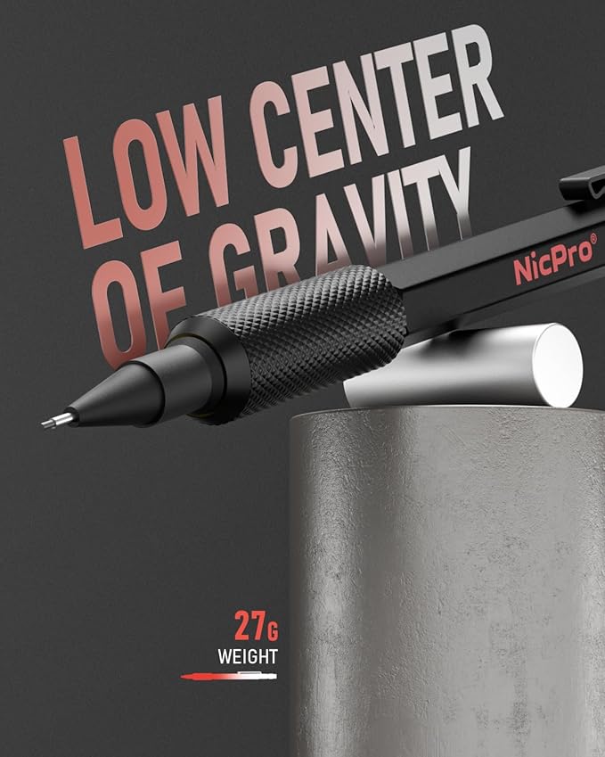 Nicpro 0.7 mm Mechanical Pencil Set with Case, 3PCS MP2000 Metal Artist Mechanical Pencil With 6 Tube HB Lead Refills, Eraser, Weatherproof Barrel for Outdoor Writing Drafting Drawing Sketching