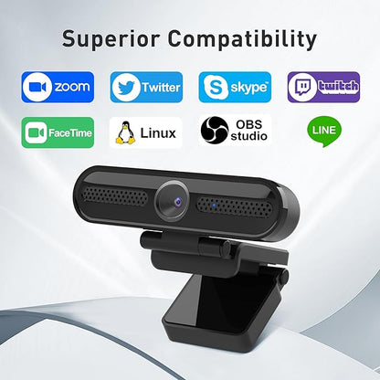 saylas 2K Webcam with Microphone, FHD Streaming Camera with 2K/1080P, 78°FOV, Privacy Cover, Plug & Play USB Web Cam, Autofocus, Webcam for PC, Computer Web Camera for Laptop, Desktop, Mac