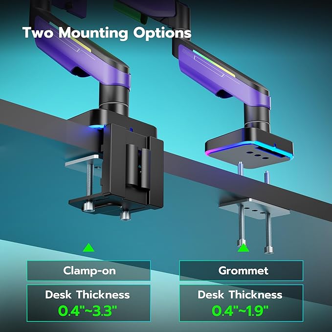 Ares Wing Single Ultrawide Monitor Mount for 17 to 49 Inch Ultrawide Monitor Arm with Gas Spring for Desk