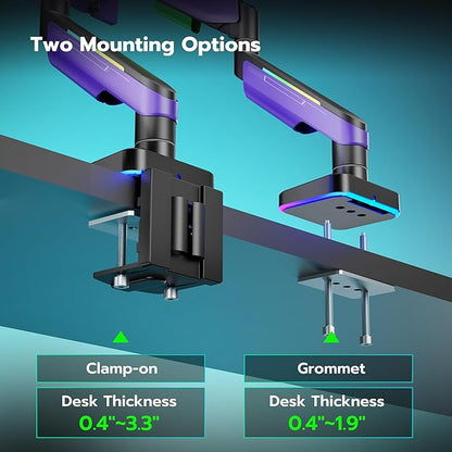 Ares Wing Single Ultrawide Monitor Mount for 17 to 49 Inch Ultrawide Monitor Arm with Gas Spring for Desk