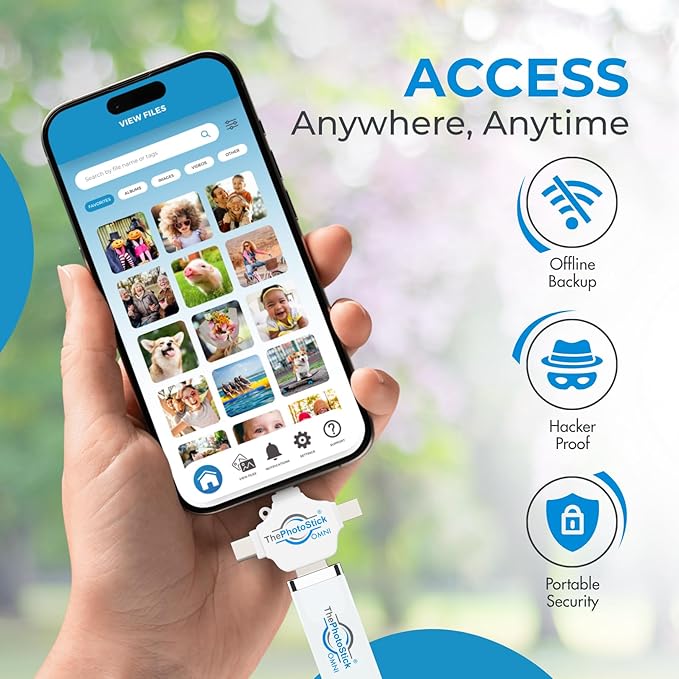 ThePhotoStick® Omni 32GB + Protective Case | Secure Photo & Video Backup and Transfer | Digital File Organization | USB & Multiport Connection for Phones, Tablets and Computers | Water Resistant Case
