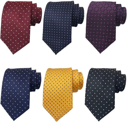 Adulove Men's Necktie Classic Silk Tie Woven Jacquard Neck Ties 6 PCS