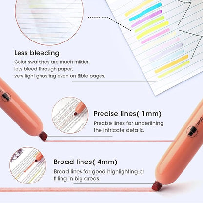 WRITECH Retractable Highlighters Assorted Colors: Chisel Tip Click Aesthetic Highlighter Marker Pens Pack Multi Colored Ink No Bleed Smear for Highlighting Journaling (12ct Neutral)