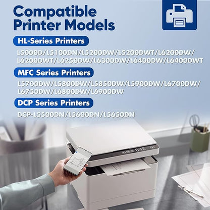 TN850 TN-850 TN820 High Yield Black Toner Cartridge Replacement for Brother TN-850 TN850 TN820 TN880 Compatible with MFC-L5705DW MFC-L5800DW MFC-L5850DW HL-L6200DW HL-L5200DW Printers