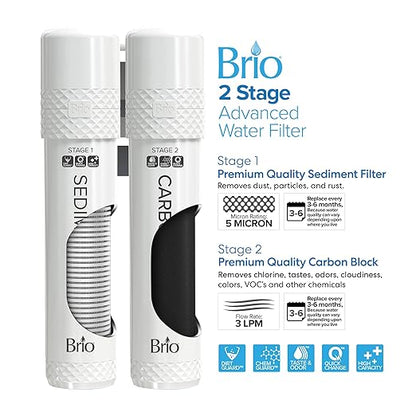 Brio Bottleless Water Cooler Dispenser w/ 2-Stage Filters (Included) removes PFAS & Microplastics for Clean Drinking Water, UL Certified | 3 Temp (Hot, Room, Cold) w/Child Safety Lock & LED Display
