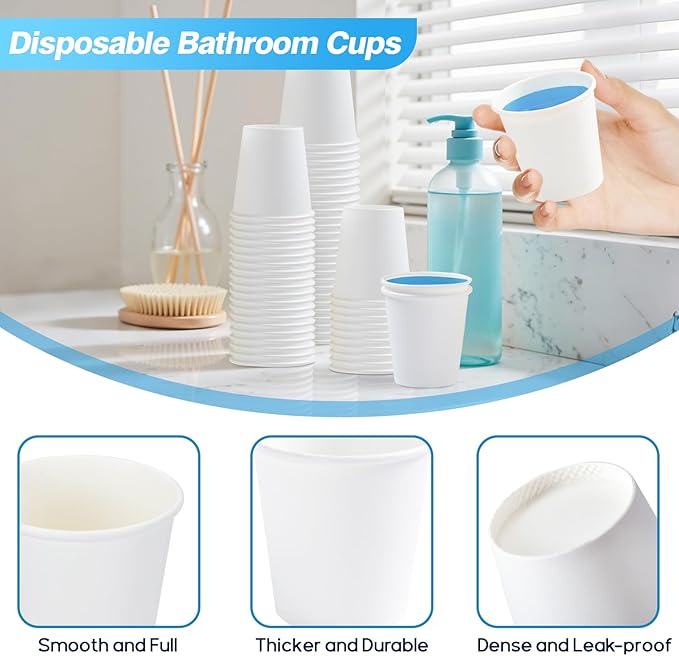 100 Pack 5 oz Paper Cups, Small Bathroom Cups Disposable Paper Cup for Mouthwash,Hot/Cold Beverage Drinking Cup for Party, Picnic, BBQ, Travel and Event