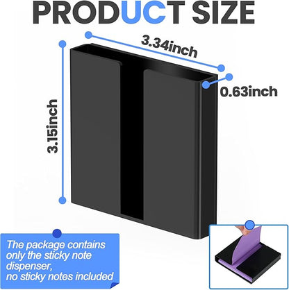 2 Pcs Sticky Note Dispenser, Magnetic Sticky Note Holder for Post It Notes, 3 x 3 Inch Sticky Note Organizer for Office Home Classroom, Black
