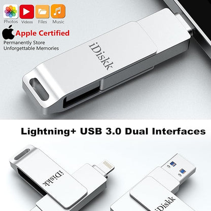 iDiskk 512GB Mfi Certified,Flash Drive for iPhone,Photos and Videos iPhone USB Storage,Photo Stick,for Computer Photo Storage Stick Lightning iPad, Mac/PC,FLASHDRIVE for Your iPhone (auto Backup)