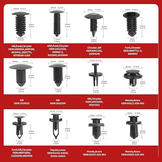 240PCS Automotive Clips and Fasteners - Bumper Retainer Clips, Car Plastic Rivets Push Retainer Kit with Popular Sizes - Door Trim Panel & Fender Clips for GM, Ford, Toyota, Honda, Chrysler