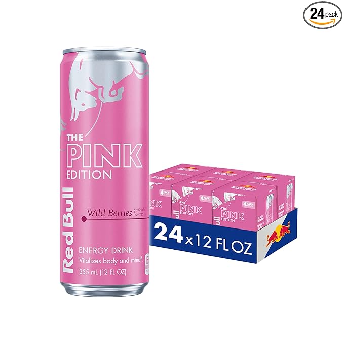 Red Bull Wild Berries, Pink Edition, with 114mg Caffeine plus Taurine & B Vitamins, 12 Fl Oz, 6 Packs of 4 Cans (Pack of 24)
