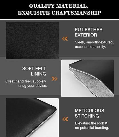 MoKo 7-8 Inch Tablet Sleeve, PU Leather Briefcase Slim Stylish Case Pouch Fit with New iPad Mini (A17 Pro) 8.3" 2024, iPad Mini 6/5/4/3/2/1, Galaxy Tab S2 8.0, Tab A 8.0, ZenPad Z8s 7.9, Black