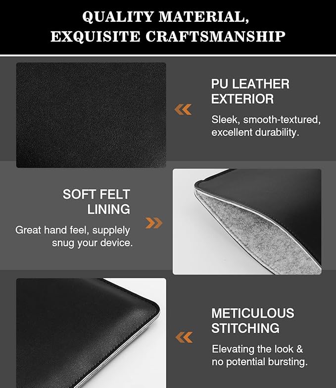 MoKo 9-11 Inch Tablet Sleeve, PU Leather Briefcase Slim Stylish Case Fits New 11-inch iPad Pro M4/iPad Air M2 2024, Air 5/4th 10.9, 10th Gen 10.9, 9/8. Gen 10.2, Tab S8/S9 11, Black