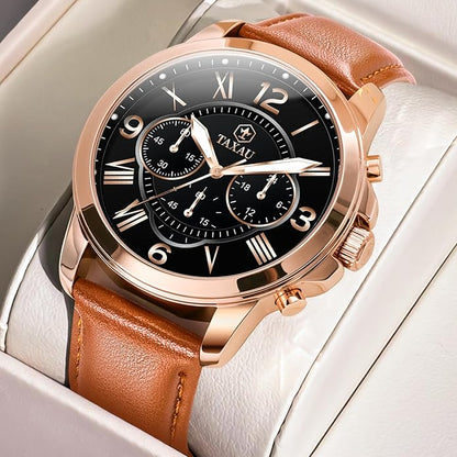 Mens Watches Luxury Dress Waterproof Leather Watch with Date Day Analog Quartz Large Number Wrist Watch Casual Classic Luminous Scales Big Face Easy Read Reloj para Hombre
