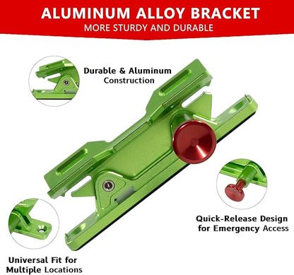 Quick Release Fire Extinguisher Mount – Neon Green Adjustable Aluminum Roll Bar Bracket for Car Jeep Wrangler (TJ/JK/JL/JKU), UTVs (Polaris RZR, Ranger, Can-Am X3), Trucks Off-Road Bottle Holder