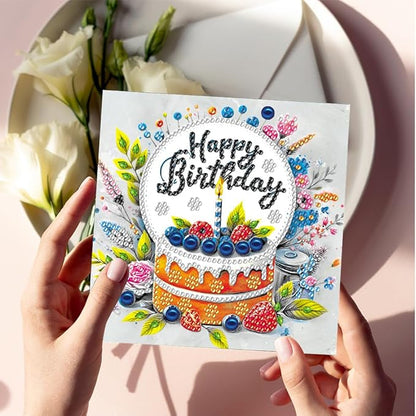 6PCS Diamond Art Painting Greeting Cards,Happy Birthday Cards with Envelopes,DIY Card Making Kits Thank You Card Arts Crafts for Birthday