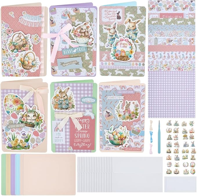WEBEEDY 15 Sets Easter Paper Card Making Kits Colorful Handmade Greeting Card Kits with Envelopes & Sticker, DIY Cards Making Material Set for Easter Cards Birthday Invitation Holiday Supplies