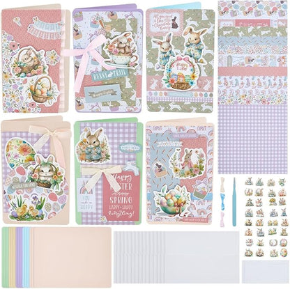 WEBEEDY 15 Sets Easter Paper Card Making Kits Colorful Handmade Greeting Card Kits with Envelopes & Sticker, DIY Cards Making Material Set for Easter Cards Birthday Invitation Holiday Supplies