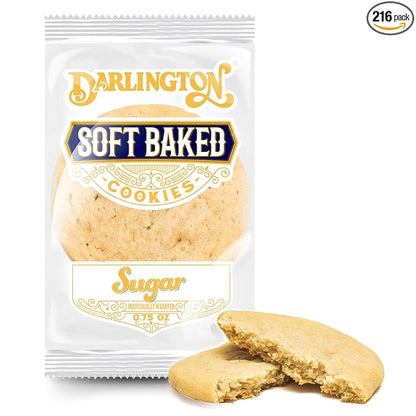Darlington Snacks Soft Baked Sugar Cookies Individually Wrapped, 100% Nut Free Soft Sugar Cookies, Kosher Approved, Made in USA, 0.75 Oz, 216 Count