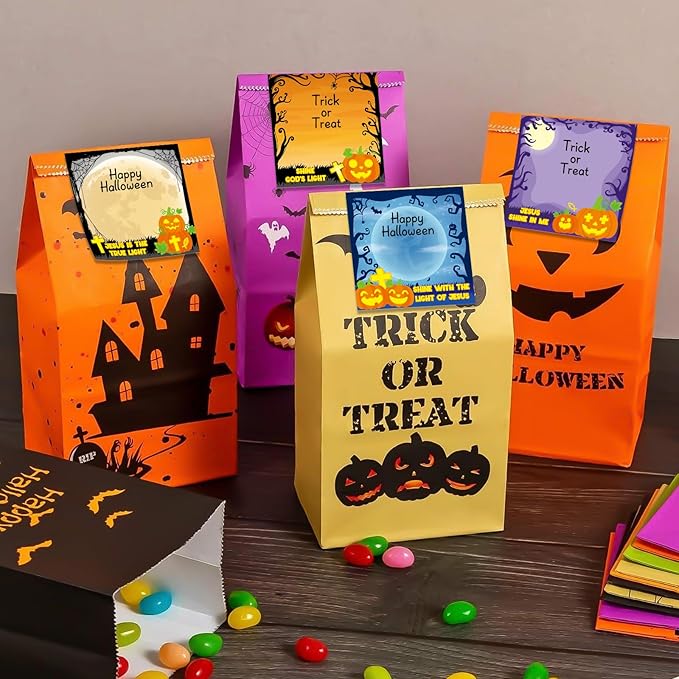 30 Pack Halloween Bible Sticky Notes - 600 Sheets Christian Jesus Pumpkin Sticky Notes Religious Bible Verse Quotes Notepads for Halloween Gifts Message Reminder Diary Lists