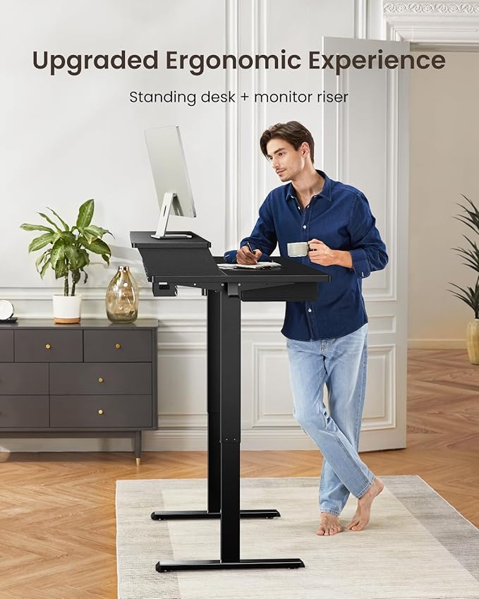 ErGear Electric Standing Desk with 4 Drawers, 63" x 30" Height Adjustable Desk with Storage, C-Clamp Mount Compatible, Computer Home Office Table with Cable Management Tray, Black