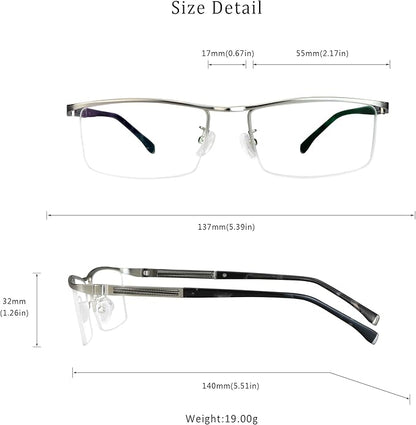 LifeArt Blue Light Blocking Glasses, Anti Eyestrain, Computer Reading Glasses, Gaming Glasses, TV Glasses for Women Men, Stylish Unisex Alloy Square Frame (Silver, +3.50 Magnification)