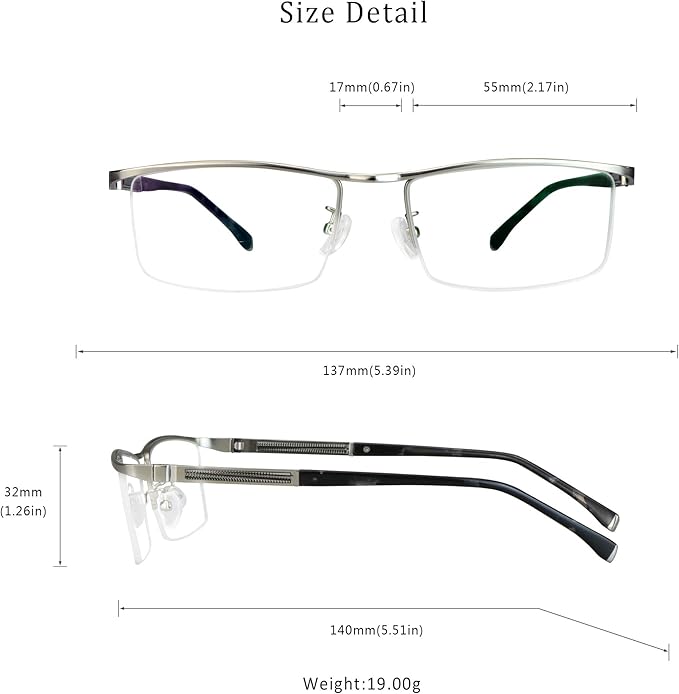 LifeArt Blue Light Blocking Glasses, Anti Eyestrain, Computer Reading Glasses, Gaming Glasses, TV Glasses for Women Men, Stylish Unisex Alloy Square Frame (Silver, +4.00 Magnification)