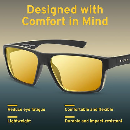 Titan Gaming Glasses, Anti Blue Light Glasses Men, UV400 Protection Blue Light Blocking Glasses for Computer Eye Strain