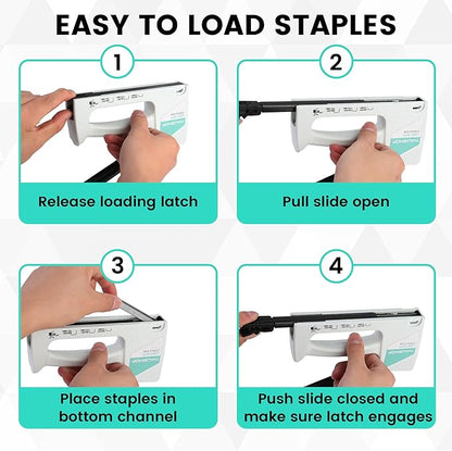 HAUSHOF Light Duty Staple Gun, Upholstery Staple Gun with 800PCS JT21 Staples and Stapler Remover, Fits JT21 Staple of 1/4'', 5/16'' & 3/8'', Used for Wood, Classroom, Crafts, DIY, Decoration (White)