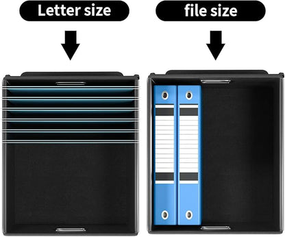 Huolewa Collapsible File Storage Organizer Box with Lid, Lattice Linen Office Document Storage, Universal Hanging Filing Organization Box for Letter/Legal Folder, Decorative Home File Bin
