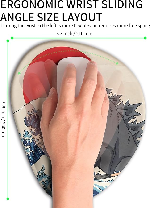 Palm-Rest and Wrist-Hugging Mouse Pad Wrist Rest, Ergonomic Wrist Support with Curve Fitting Cushioned Memory Foam for Carpal Tunnel Pain Relief, 9.9 x 8.3 Inch, Dog Sila