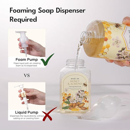 ROMIIE ZOI Foaming Hand Soap Refill- Natural Honey & Almond Fragrance Gentle & Moisturizing Formula Hand Soap Refills with Dispenser for Home & Kitchen, 1 L/ 33.8 FL OZ pack of 3