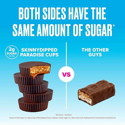 SkinnyDipped Caramel Peanut Paradise Cups, 2g Sugar per Cup, Gluten Free, Low Carb Snack, 3.2oz Resealable Bags, 6 Count (Pack of 4)