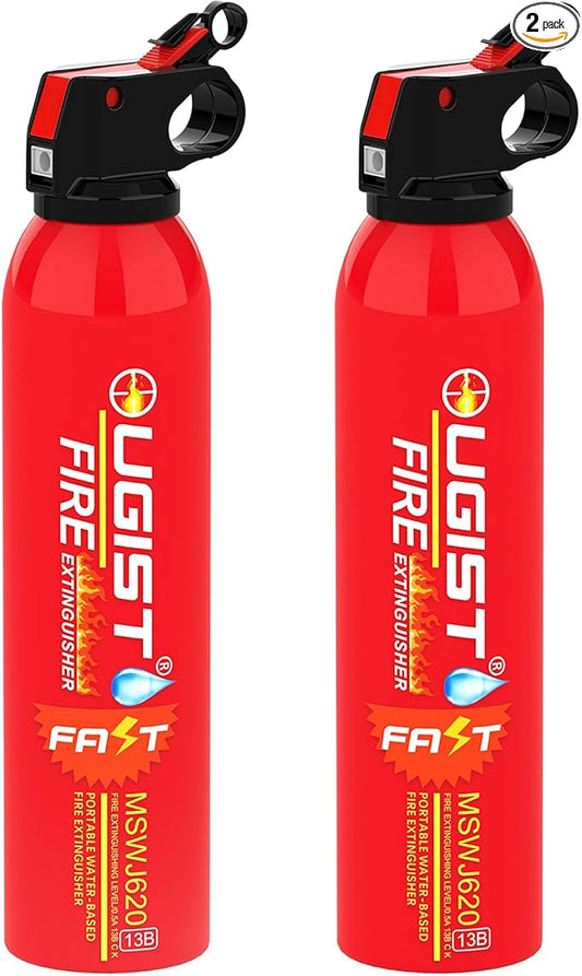 Ougist Water-Based Fire Extinguisher -2 Pack Portable for Home & Vehicle Use, Cold-Weather Safe, Prevents Re-Ignition - Ideal for Kitchen, Garage, Car