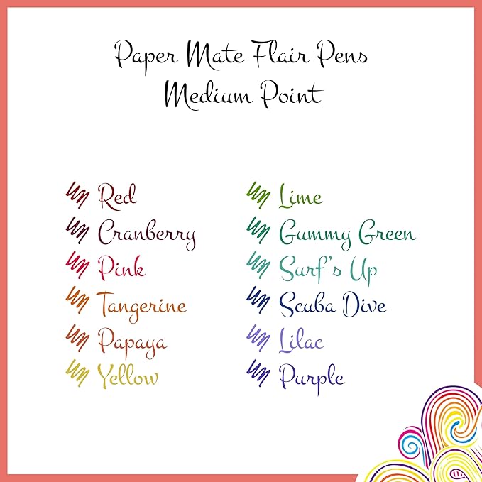 Paper Mate Flair Felt Tip Pens | Medium Point (0.7 mm) Marker Pens | Assorted Retro Colouring Pens | For Kids & Adult Colouring, Journalling & More | 12 Count