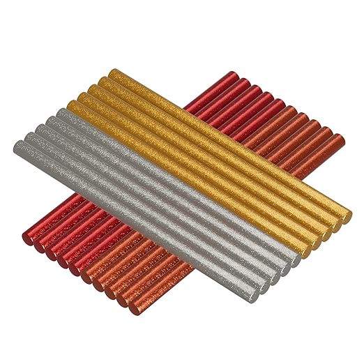 20-Pack Glitter Hot Melt Glue Sticks, 0.43″ Dia × 8″ Long – Multi-Purpose Adhesive for Crafting, Woodworking, Decoration & Repair