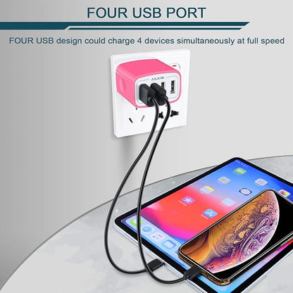 Wall Charger, USB Charger Adapter, AILKIN 4.8A 4Multi Port Fast Charging Station Power Base Block Plug Cube Brick for iPhone, iPad, Samsung Galaxy, Moto, Google Pixel, Kindle Fire Plug Cargador Carro