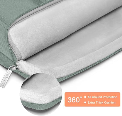 MOSISO 360 Protective Laptop Case 14 inch, Laptop Sleeve Compatible with HP Lenovo Dell ASUS Acer, HP Stream, Dell Latitude, Lenovo IdeaPad,Side Open Bag with 2 Raised&1 Flapover Pockets,Antique Green