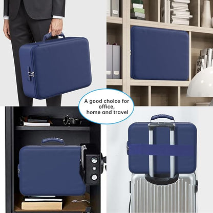 ENGPOW 5200°F Fireproof Document Bag with Lock, Upgraded Heat Insulated Fireproof＆Waterproof Box 8 Layers Document Organizer, Portable Home Travel Safe Storage Box for Important Files, Laptop, Blue