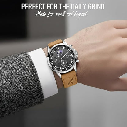 Distinctive Mens Analog Chronograph Watches with Auto Date & Multi Subdials, Fashion Casual Sport Quartz Wrist Watches with Luminous, 3ATM Waterproof, Valentines Day Gifts for Him, Boyfriend, Husband, Dad