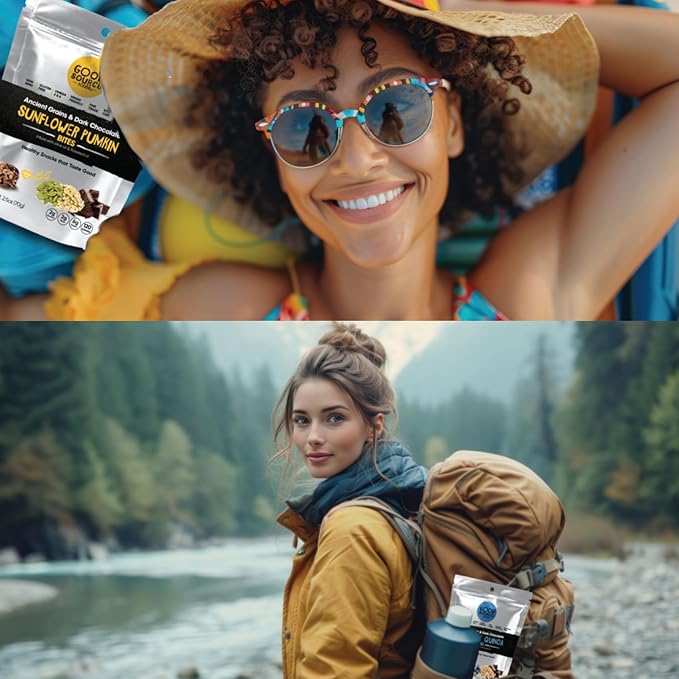 Good Source Snacks Dark Chocolate Bites & Ancient Grains, Sample Variety 3 Pack, 3 oz, Cranberry Hemp, Blueberry Quinoa, Sunflower Pumpkin Seed, Vegan, Gluten Free, Non GMO, Kosher