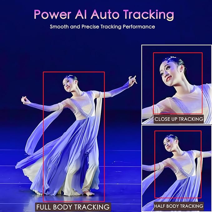 AVKANS 4K NDI PTZ Camera, HDMI SDI AI AUTO Tracking PTZ Camera with IP Live Streaming for Church Worship Live Events, PoE Support