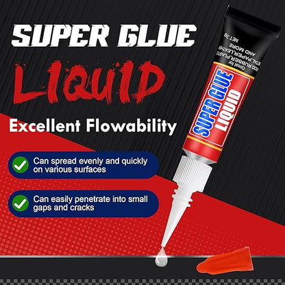 48 X 3g Super Glue Liquid, Clear Strong Adhesive,Fast Drying Cyanoacrylate Glue for Wood, Rubber, Leather, Hard Plastic, Metal, DIY Crafts and More
