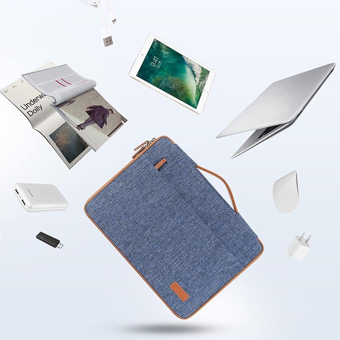 DOMISO 13.3 inch Laptop Case Sleeve Protective Cover Compatible with 14 inch MacBook Pro M4 M3 M2/MacBook Pro Max,13-13.3 inch Dell,Lenovo, HP,Waterproof Computer Cases Bag with Handle,Blue