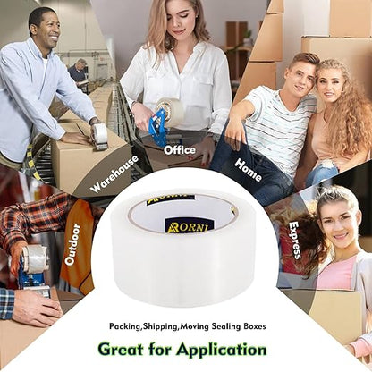 Clear Packing Tape Heavy Duty Refill Rolls Sealing Great for Packing Box Shipping and Moving Supplies Packaging 12 Rolls 1.88" x 65 Yards 3" Core 2.7 Mil Thick Adhesive