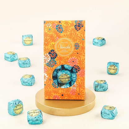 Venchi Chocoviar Stracciatella Chocolate 15-Piece Elegant Gift Box - Milk Chocolate Shell, Creamy Cocoa Nibs and Vanilla Beans Filling & Topped With Chocoviar Micro-pearls - Preservative & Gluten Free