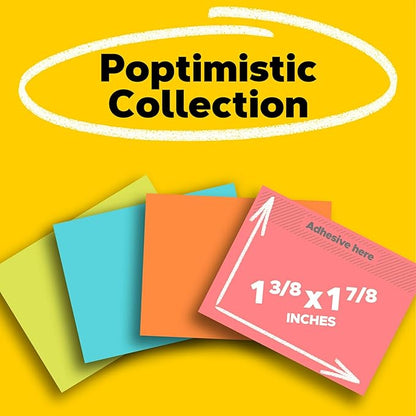 Post-it Mini Notes, 1.5x2 in, 4 Pads, America's #1 Favorite Sticky Notes, Poptimistic Collection, Bright Colors (Magenta, Pink, Blue, Green), Clean Removal, Recyclable (653-8AF)